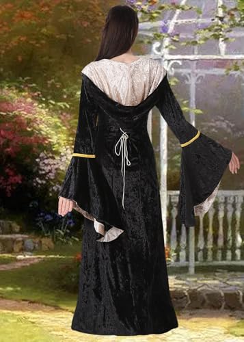 YEAXLUD Vampire Cute Halloween Costume for Woman Renaissance Medieval Evil Queen Dress Women's Black Witch Costumes Cosplay Apparel. (Black, Medium) - Image 3