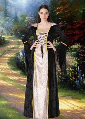 YEAXLUD Vampire Cute Halloween Costume for Woman Renaissance Medieval Evil Queen Dress Women's Black Witch Costumes Cosplay Apparel. (Black, Medium) - Image 2