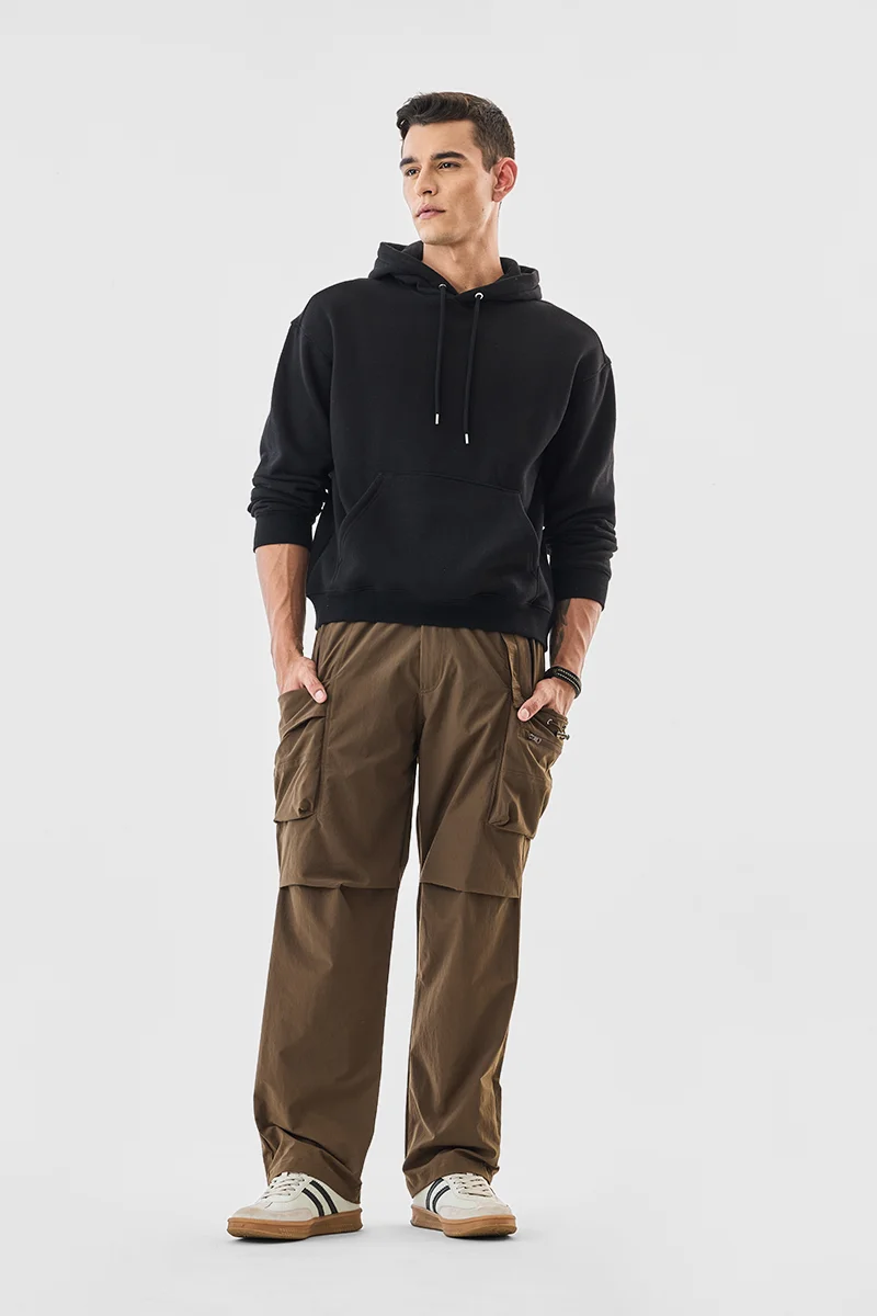 SNITCH Brown Solid Regular Fit Streetwear Cargo