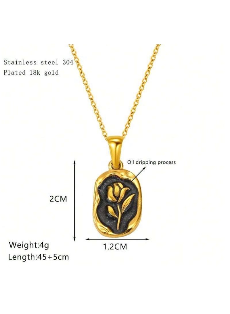 إيكوال سلسال نسائي أنيق مصنوع من الاستانلس ستيل مطلي باللون الذهبي - Image 2