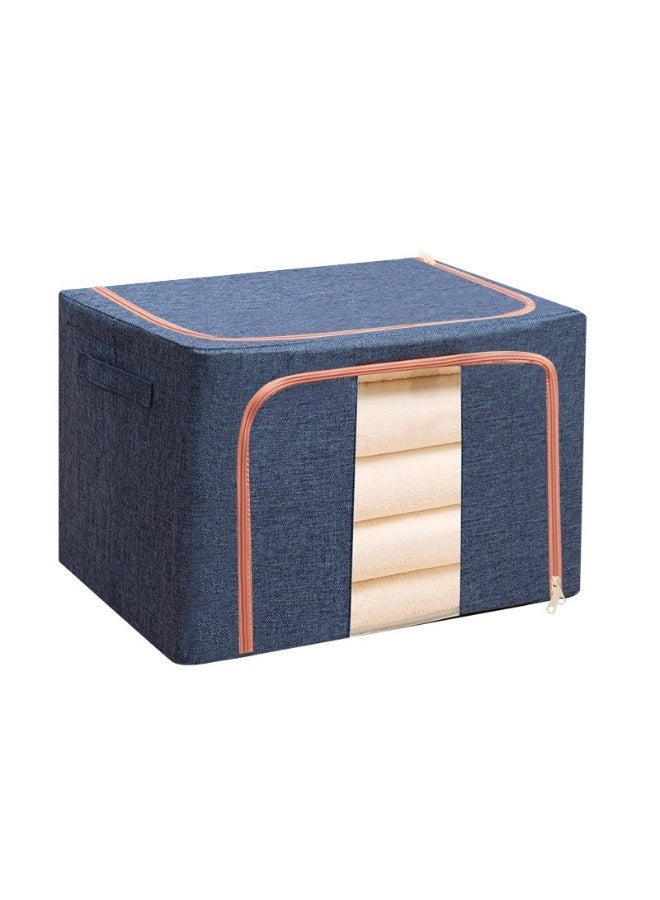 Living 100L Fabric Storage Box 64x44x20cm with Front and Top Zipper Clear Window Wardrobe Organizer - Image 1