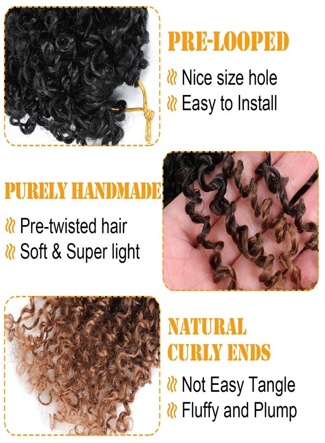 Aksice Pre-looped Yanky Twist Crochet Hair 8 Inch 8 Packs Bohemian Passion Twist Spring Mini Twist Crochet Hair for Black Women Boho Crochet Braids Synthetic (1B/4/30) - Image 3