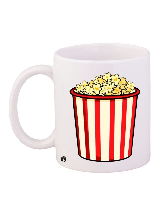 RYN Popcorn Printed Coffee Mug White/Red/Yellow 11ounce