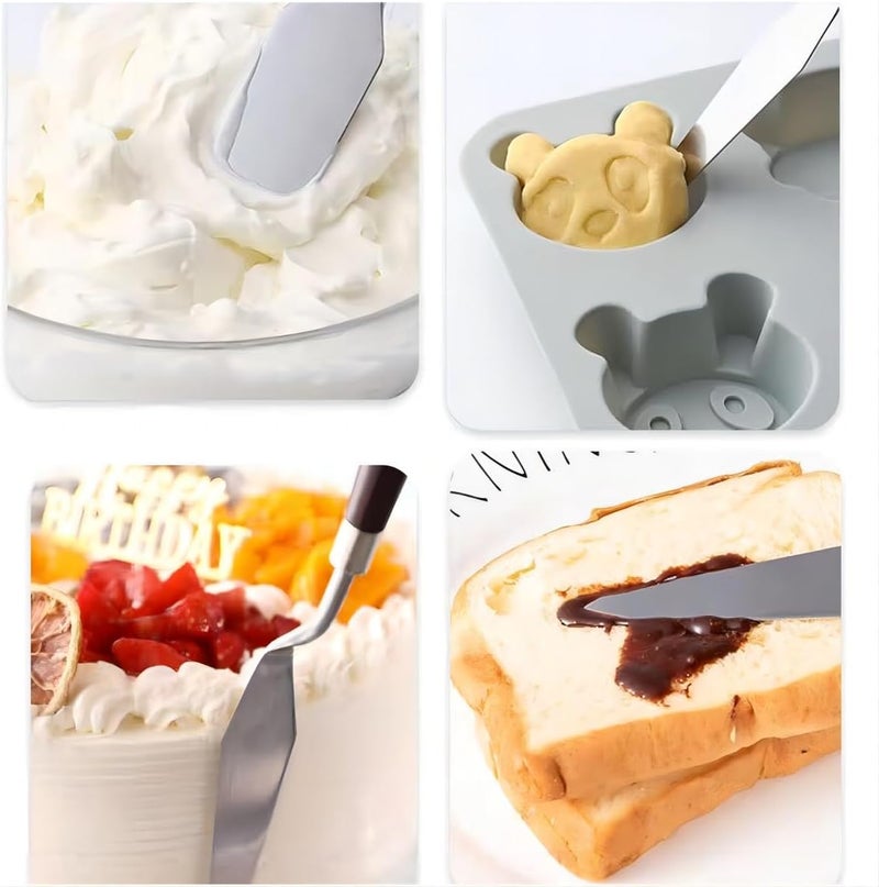 MDLJG Cake Cream Spatula 5 Pieces, Stainless Steel Cake Apatula with Frosting Icing decorating Knife Art Painting Baking Pastry Tool Palette Knife for Cake Fondant Chocolate (5 Pcs) - Image 4