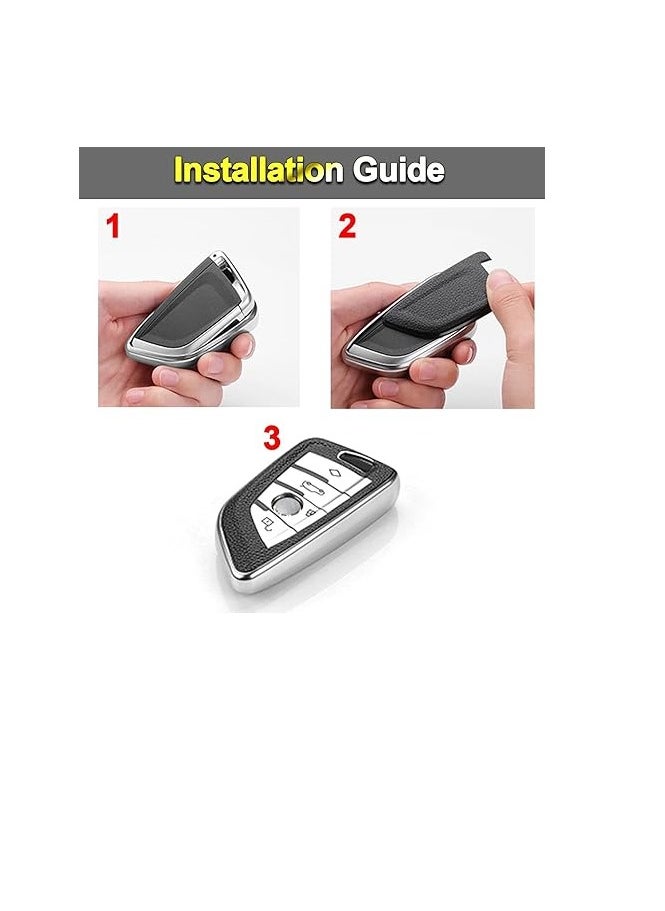 OUYoo - OUYoo Key Fob Cover Case, Keychain, Metal Shell Cover Compatible for BMW 2 3 5 7 Series X1 X2 X3 X5 X6 X7 X5m Z4 M3 M5 M6 G05 G20 G30 G31 G80 F10 F15 Series Premium TPU all-inclusive key case with key chain.（Green） - Image 1