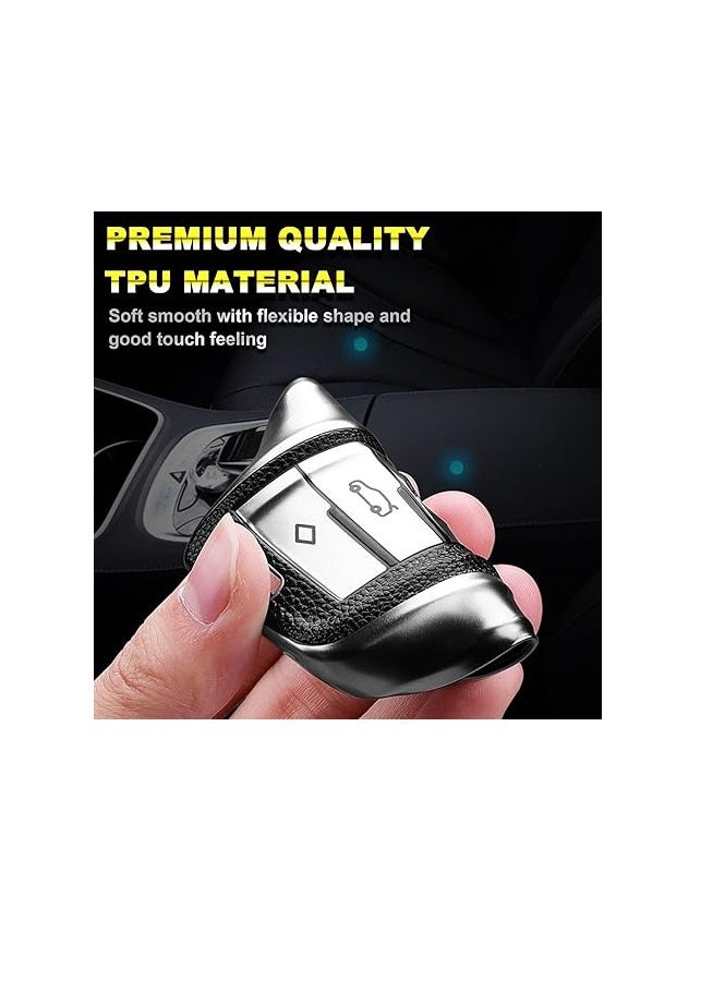 OUYoo - OUYoo Key Fob Cover Case, Keychain, Metal Shell Cover Compatible for BMW 2 3 5 7 Series X1 X2 X3 X5 X6 X7 X5m Z4 M3 M5 M6 G05 G20 G30 G31 G80 F10 F15 Series Premium TPU all-inclusive key case with key chain.（Green） - Image 1