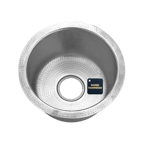 Nantucket Sinks RS15SSMF 15Inch Hand Hammered Round Stainless Steel Bar Sink Satin Matte Finish - Image 1