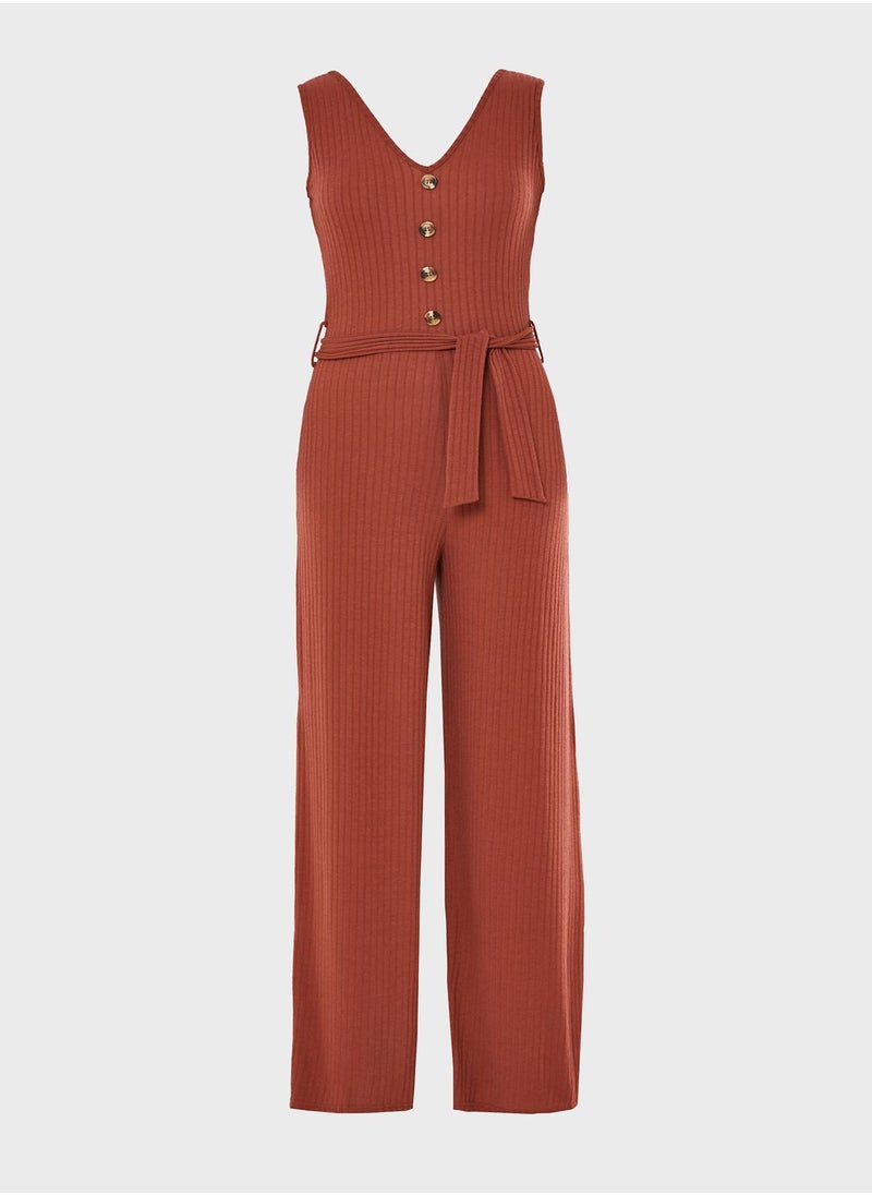 Missguided - Ribbed Belted Jumpsuit - Image 1