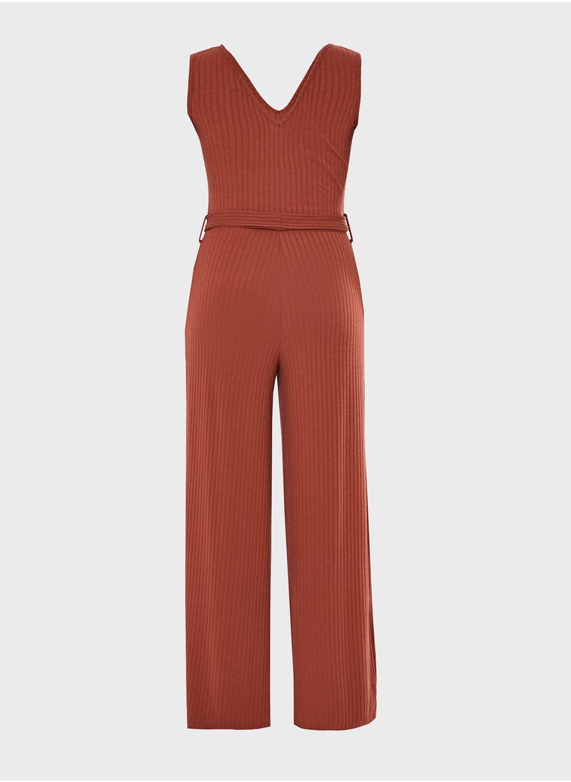 Missguided - Ribbed Belted Jumpsuit - Image 1