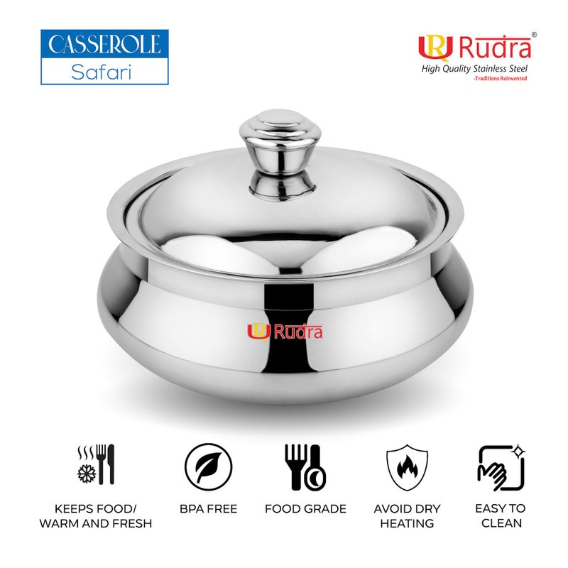 RUDRA Safari Double Walled Stainless Steel Casserole, | PU Insulated | Hot & Cold | Hygiene | Odourless|Easy to Carry| (0.5 Litre) - Image 3
