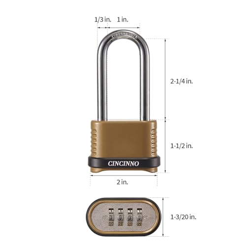 CINCINNO 4 Digit Combination Lock, Heavy Duty Combo Padlock with Long Shackle for Outdoor Use,Sheds, Locker, Storage Unit, Gym and Gate - Image 2