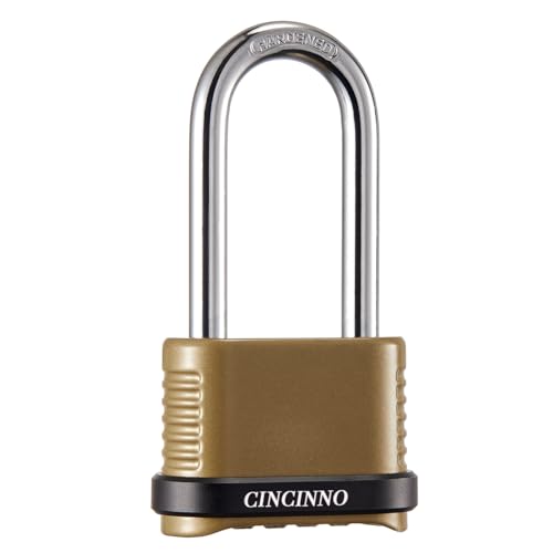 CINCINNO 4 Digit Combination Lock, Heavy Duty Combo Padlock with Long Shackle for Outdoor Use,Sheds, Locker, Storage Unit, Gym and Gate - Image 1