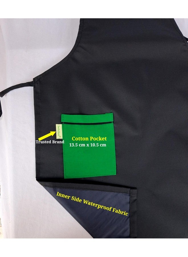 Switchon Waterproof Kids Polyester for Multi Purpose Cooking Painting and School Apron with Front Pocket Pack of 2 Apron-Green - Image 2