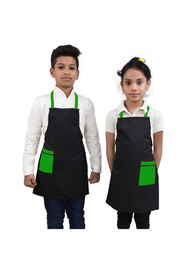 Switchon Waterproof Kids Polyester for Multi Purpose Cooking Painting and School Apron with Front Pocket Pack of 2 Apron-Green - Image 1