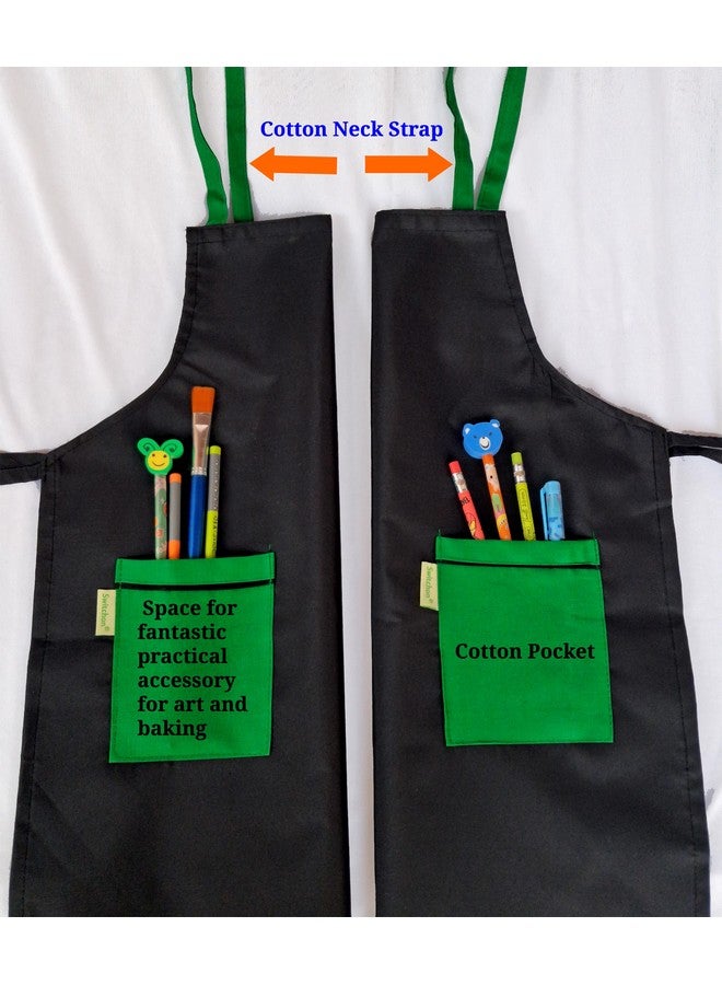 Switchon Waterproof Kids Polyester for Multi Purpose Cooking Painting and School Apron with Front Pocket Pack of 2 Apron-Green - Image 4