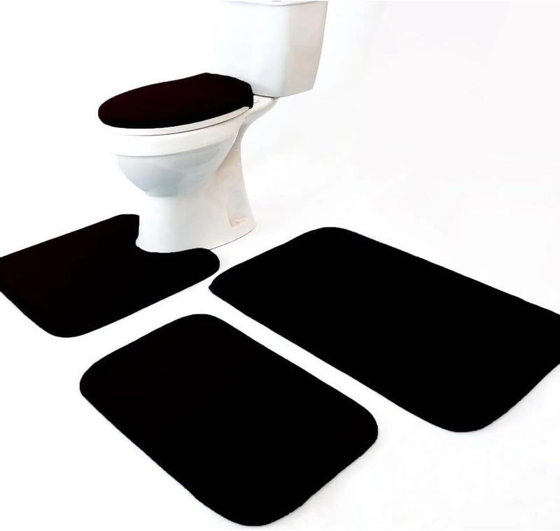 Madeals 4 Piece Bathroom Rug Set with Toilet Lid Cover and Memory Foam Bath Mat Sets 3 Piece and U-Shaped Toilet Floor Rug Back - Image 1
