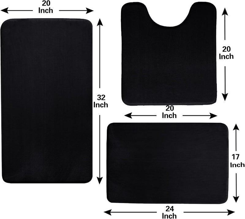 Madeals 4 Piece Bathroom Rug Set with Toilet Lid Cover and Memory Foam Bath Mat Sets 3 Piece and U-Shaped Toilet Floor Rug Back - Image 2