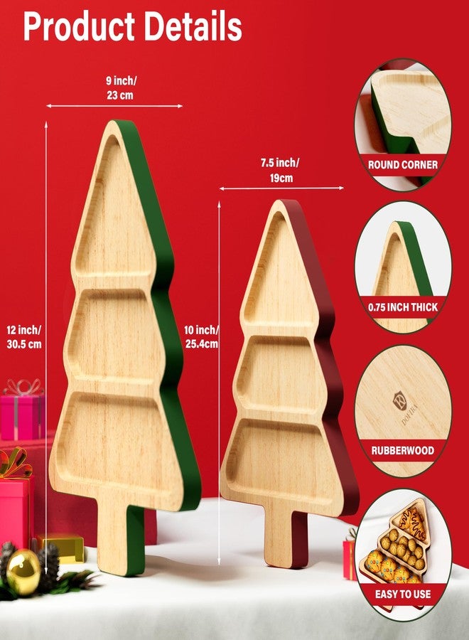 Dofira Serving Platters Set of 2, Wooden Christmas Tree Shaped Serving Trays, Charcuterie Board for Snacks Cheese Desserts Appetizers, Decorative Serving Dishes with Gift Box - Image 5
