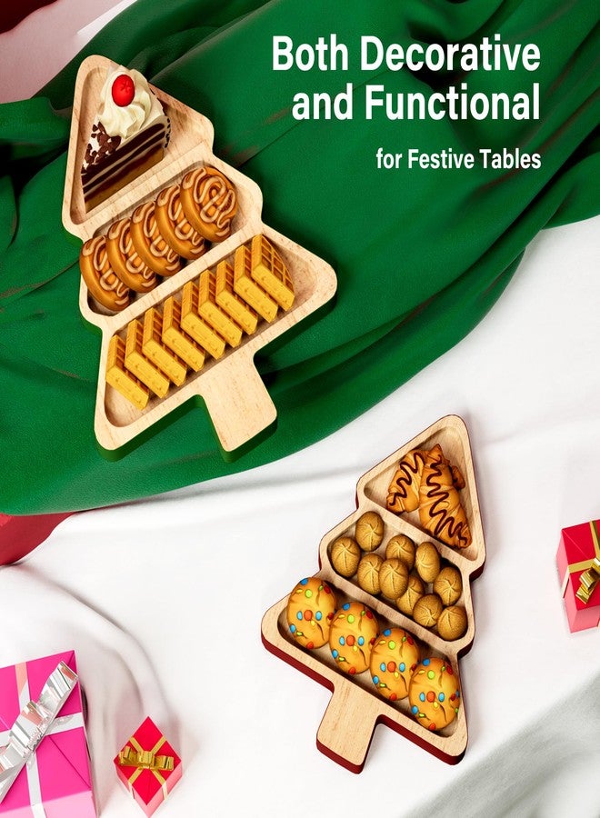 Dofira Serving Platters Set of 2, Wooden Christmas Tree Shaped Serving Trays, Charcuterie Board for Snacks Cheese Desserts Appetizers, Decorative Serving Dishes with Gift Box - Image 4