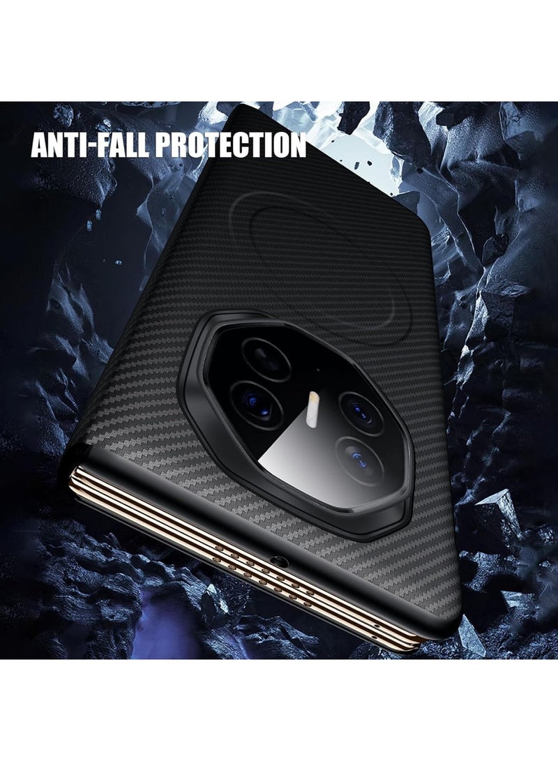 Aookay for Huawei Mate XT Magnetic Case, Smart Viewing Window Phone Case, Slim Luxury Business Carbon Fiber Pattern Leather Flip Cover (Black) - Image 5