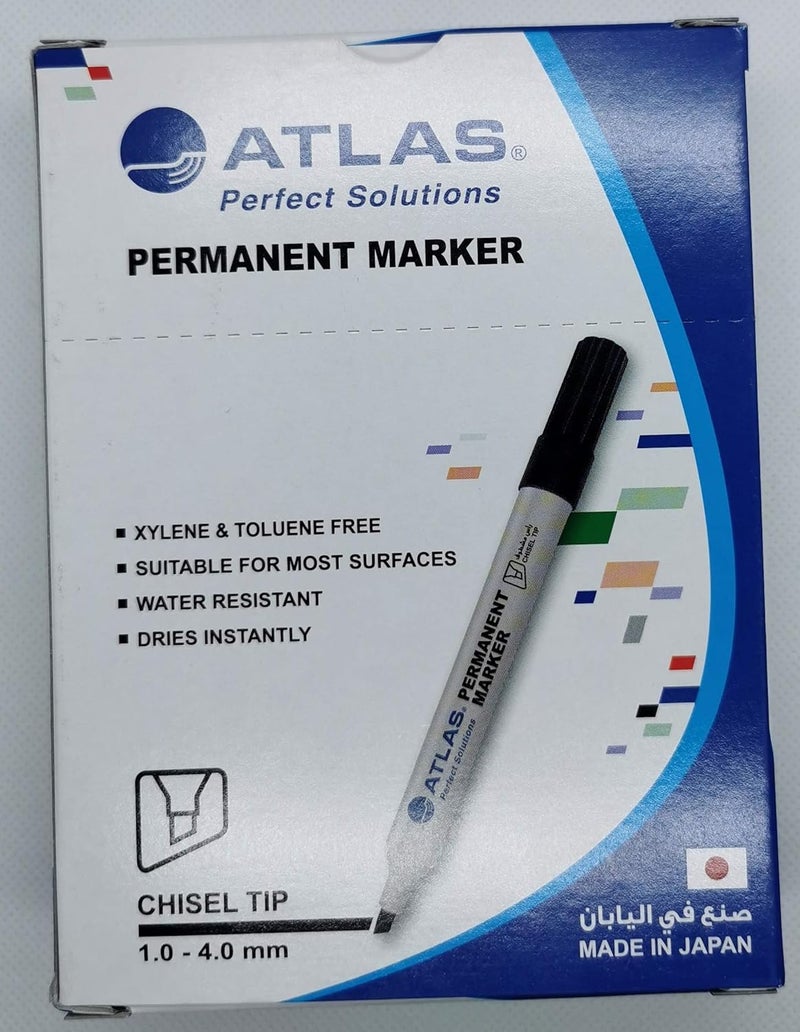 Atlas Permanent Marker with Chisel Tip Pack of 12 - Image 1