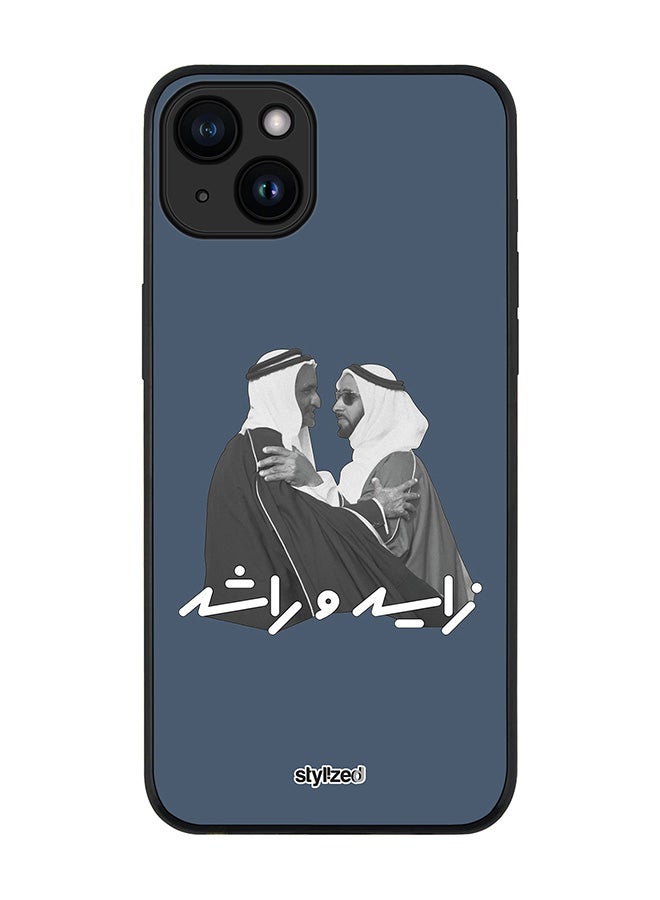 Stylizedd Cover for iPhone 15 Case, Rugged Black Slim fit Soft Flexible Anti Drop TPU Gel Thin Protective Phone Cases- Sheikh Zayed And Sheikh Rashid, Blue - Image 1