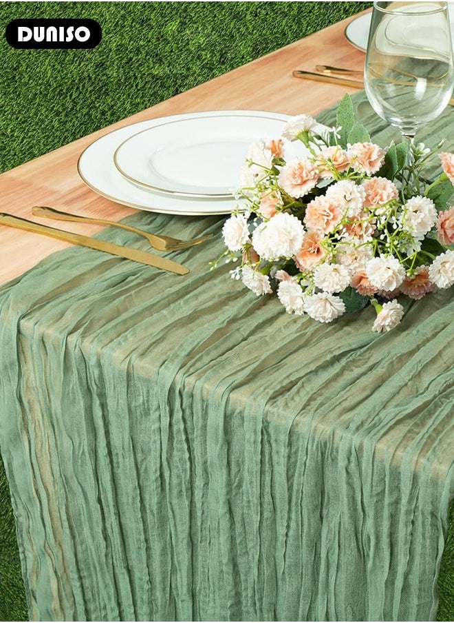 DUNISO Cheesecloth Table Runner, Boho Gauze Table Runner, Rustic Transparent Table Decor, Wedding Table Runner Bridal Shower Decoration, Vintage Table Centerpieces for Baby Shower Arch Birthday Party Dinner Events  - Image 5