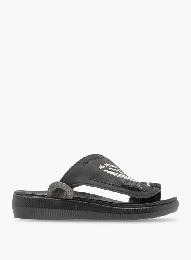 الواحة صنادل عربية ولادي مطرزة سهلة الارتداء مع تفاصيل حلقة عند الأصابع - Image 1