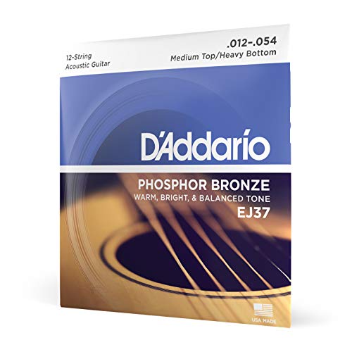 D'Addario EJ37 12-String Phosphor Bronze Acoustic Guitar Strings, Medium Top/Heavy Bottom, 12-54 - Image 1