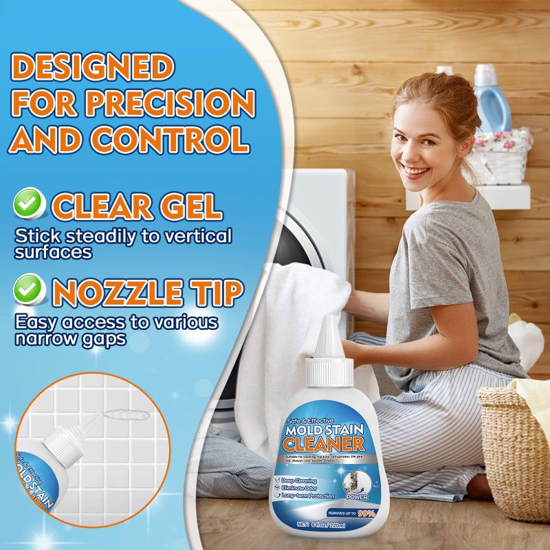 Vigorder Mold Stain Cleaner Gel, 8 FL oz Heavy-Duty Household Cleaner for Washing Machine Gasket, Shower Caulk, Bathroom Grout & Front Loader Seal - Image 5