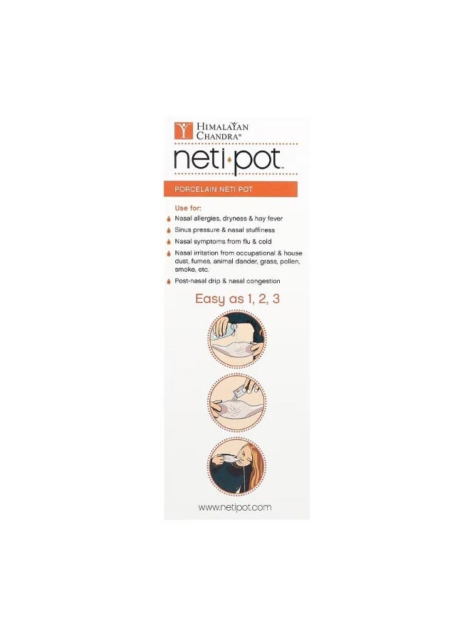 Himalayan Chandra - Porcelain Neti Pot with Neti Salt Saches 2.16 g - Image 1