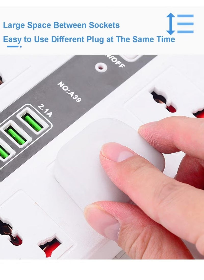 BGM Power Strip Surge Protector with USB, 6 AC Outlets & 5 USB + 1 Type C, 6 ft Extension Cord, Flat Plug Compact Desktop Station, Space-Saving Socket (GK-A39-WHT)  - Image 5