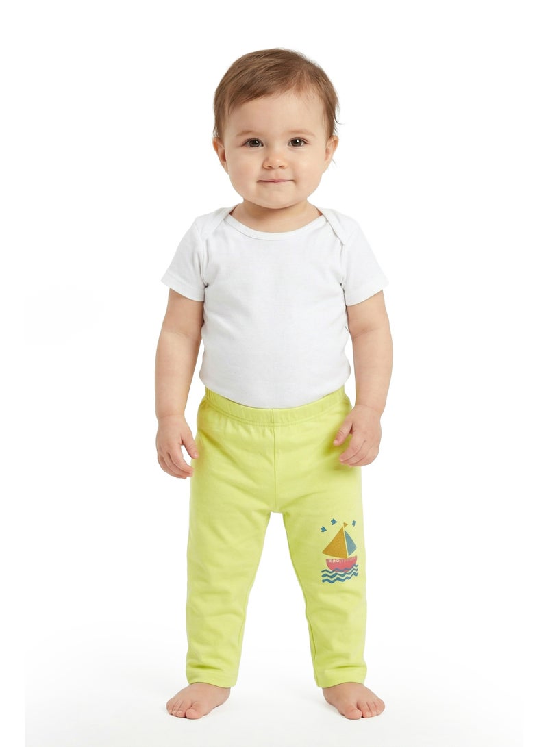 AIKO Infant Girls Lime Green Printed Cotton Pants - Image 1