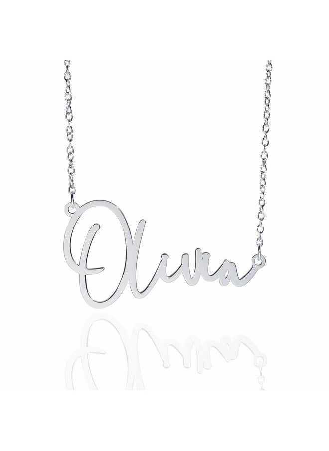 PicturesOnGold.com Custom Name Necklace For Women Personalized Name Necklace In Sterling Silver Personalized With Any Name Or Word (Sterling Sliver Modern Script)  - Image 1