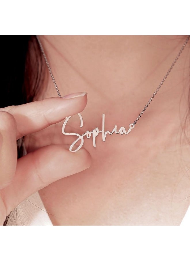 PicturesOnGold.com Custom Name Necklace For Women Personalized Name Necklace In Sterling Silver Personalized With Any Name Or Word (Sterling Sliver Modern Script)  - Image 3
