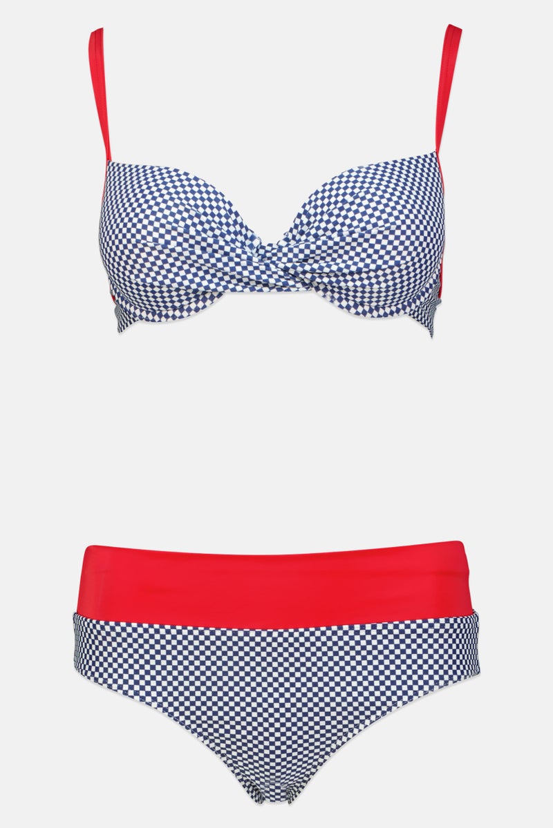 arena طقم بيكيني مكون من قطعتين للنساء، مزخرف بمربعات، متعدد الألوان - Image 2