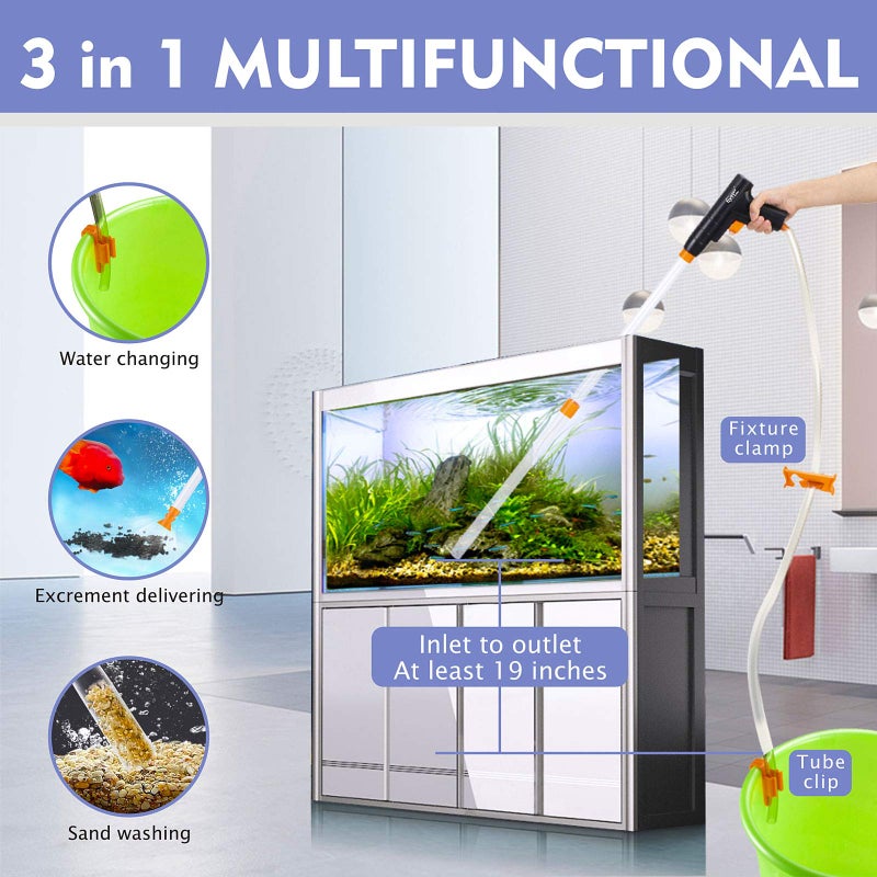 hygger Aquarium Gravel Cleaner, New Quick Water Changer with Air-Pressing Button Fish Tank Sand Cleaner Kit Aquarium Siphon Vacuum Cleaner with Water Hose Controller Clamp - Image 2