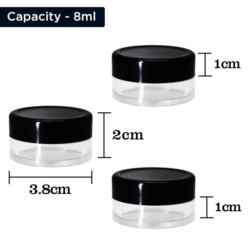 PackDost وعاء تجميلي شفاف من الأكريليك الفارغ مع أغطية داخلية مانعة للتسرب لبلسم الشفاه، مقشرات الشفاه، زبدة الجسم، ظلال العيون، مستحضرات التجميل ومنتجات التجميل DIY. (أسود، 8 مل) (عبوة من 50) - Image 4