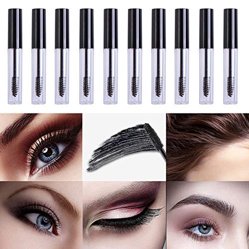 Comicfs 20 Pcs 4ml Transparent Reusable Empty Bottle Tube Container Makeup Vials Cosmetic Tool for Eyelash Growth Oil/Mascara with Rubber Inserts 8 Pcs Funnels (Black) - Image 2