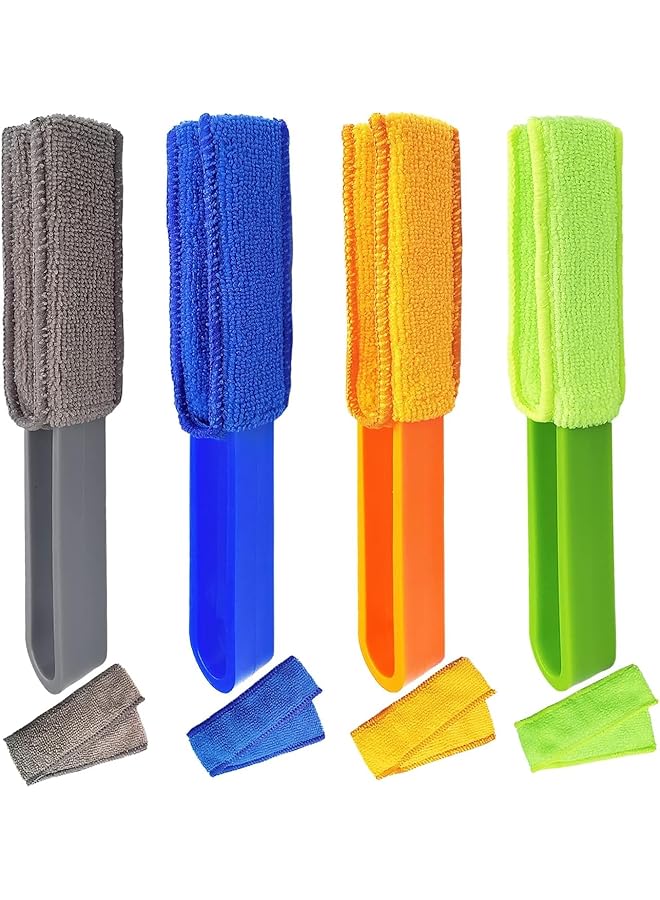 promass 4 Pack Window Blinds Cleaner Duster Brush with 4 Microfiber Sleeves, Blinds Cleaning Tools for Window Blinds, Air Conditioner Vents, Fans, Car Vents - Image 1