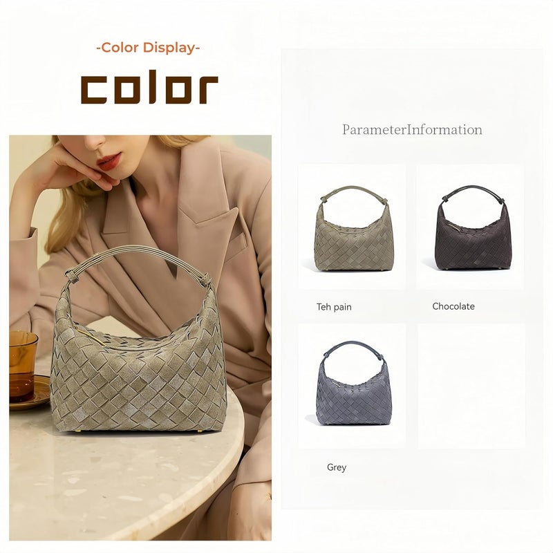 Suede matte woven hand carry lunch box bag - Image 4
