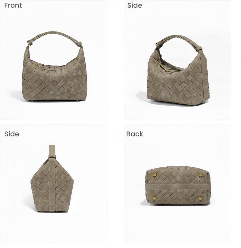 Suede matte woven hand carry lunch box bag - Image 2