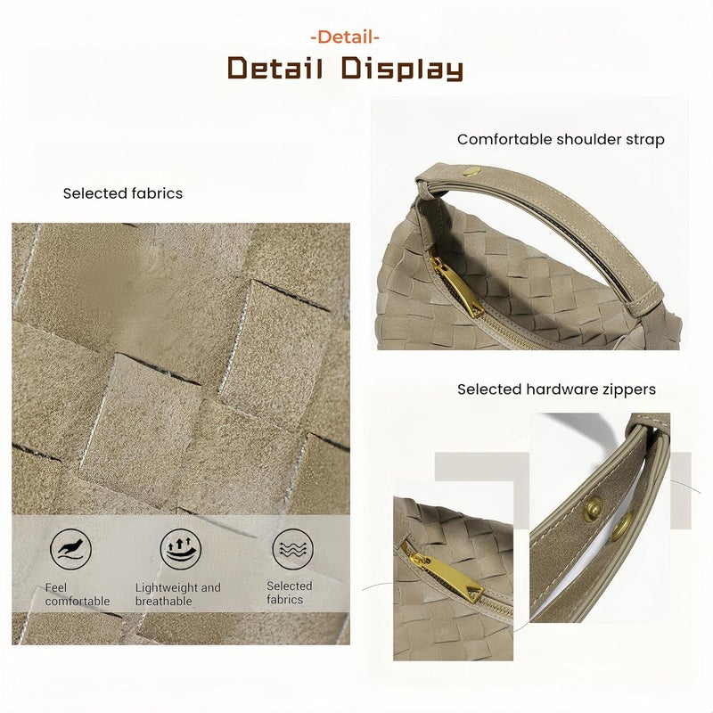 Suede matte woven hand carry lunch box bag - Image 5