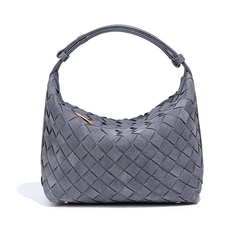 Suede matte woven hand carry lunch box bag - Image 1