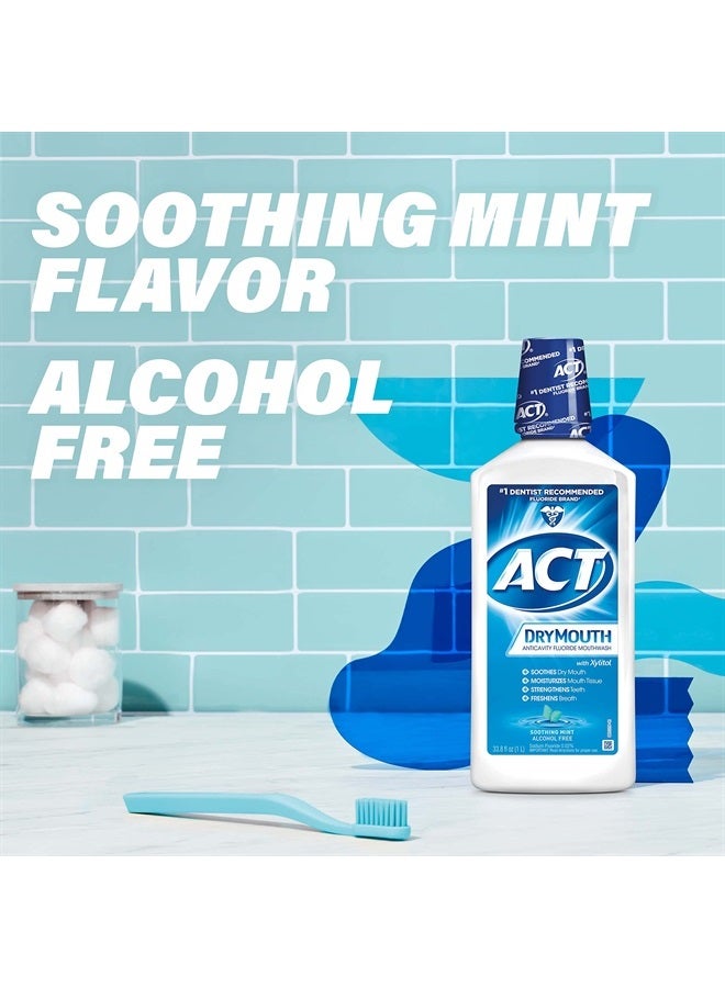 ACT Dry Mouth Anticavity Zero Alcohol Fluoride Mouthwash, Soothing Mint, 33.8 fl. oz. - Image 4
