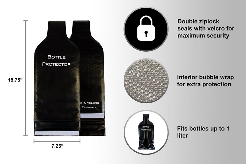 Millennial Essentials Reusable Wine Bottle Protector for Travel (4 Pack) - Wine Bags with Double Air Bubble Cushion Inner Skin and Leak Proof Exterior Ensures Safe Transportation in Luggage - Great Gift for Wine Lovers - Image 3