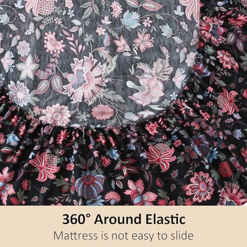 MEISHANG King Sheet Set - Ultra Soft Floral Sheets Brushed Microfiber,1800 Thread Count Floral Bed Sheets Oeko-Tex Certificated - Black Yellow - Image 5