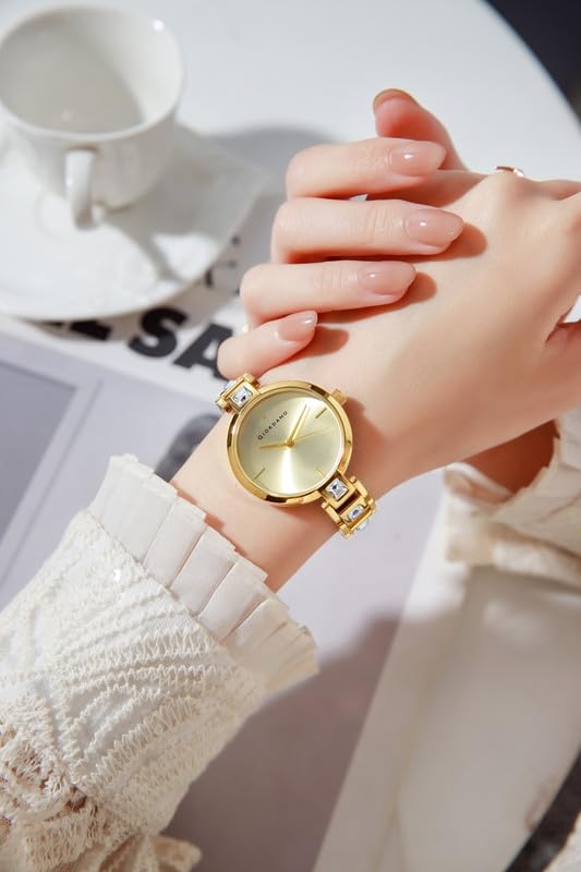 Giordano Luxury Watch for Women – Sleek Dial with Gold Accents and Two-Tone Stone Studded Stainless Steel Strap - Image 5