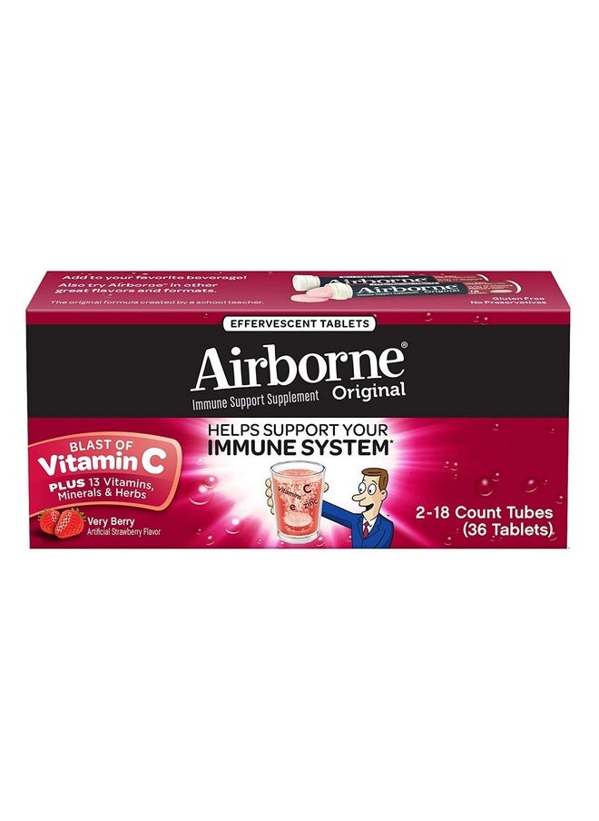 Airborne Airborne Very Berry Effervescent Tablets 1000mg of Vitamin C 2-Pack, 36 Count Each (72 Tablets Totally) 