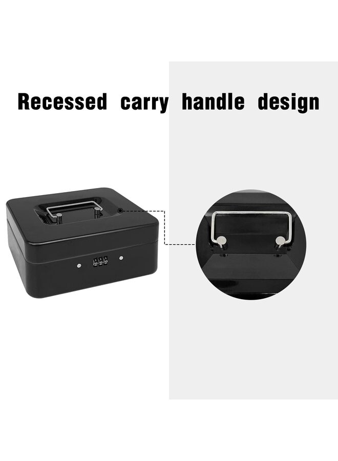 Cash Box, Removable Money Tray, Money Tray for Security, Cash Box with Combination Lock, Metal Small Money Organizer, Removable Money Tray, Cash Storage Box, Lockable Cover - Image 2